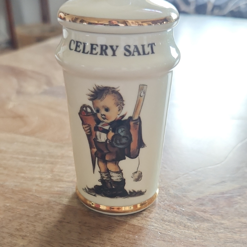Hummel Cream and Gold Spice Jar - Celery Salt
